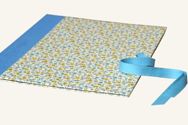 Folder blue yellow,"Mitzi", printed folder, handmade
